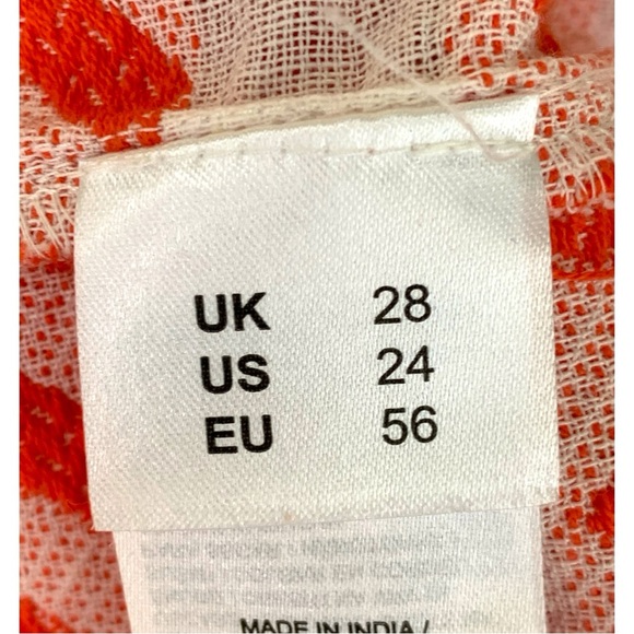 SIMPLY BE ORANGE WHITE GEO STRIPED JACQUARD COTTON MINI TUNIC DRESS WOMEN SZ 24 - Picture 8 of 12